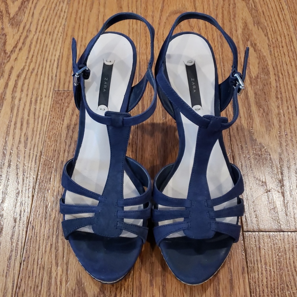 On Sale! Zara Blue Straps Heels Size 39